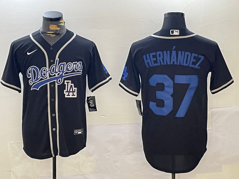 Men Los Angeles Dodgers #37 Hernandez Black Game 2024 Nike MLB Jersey style 11215